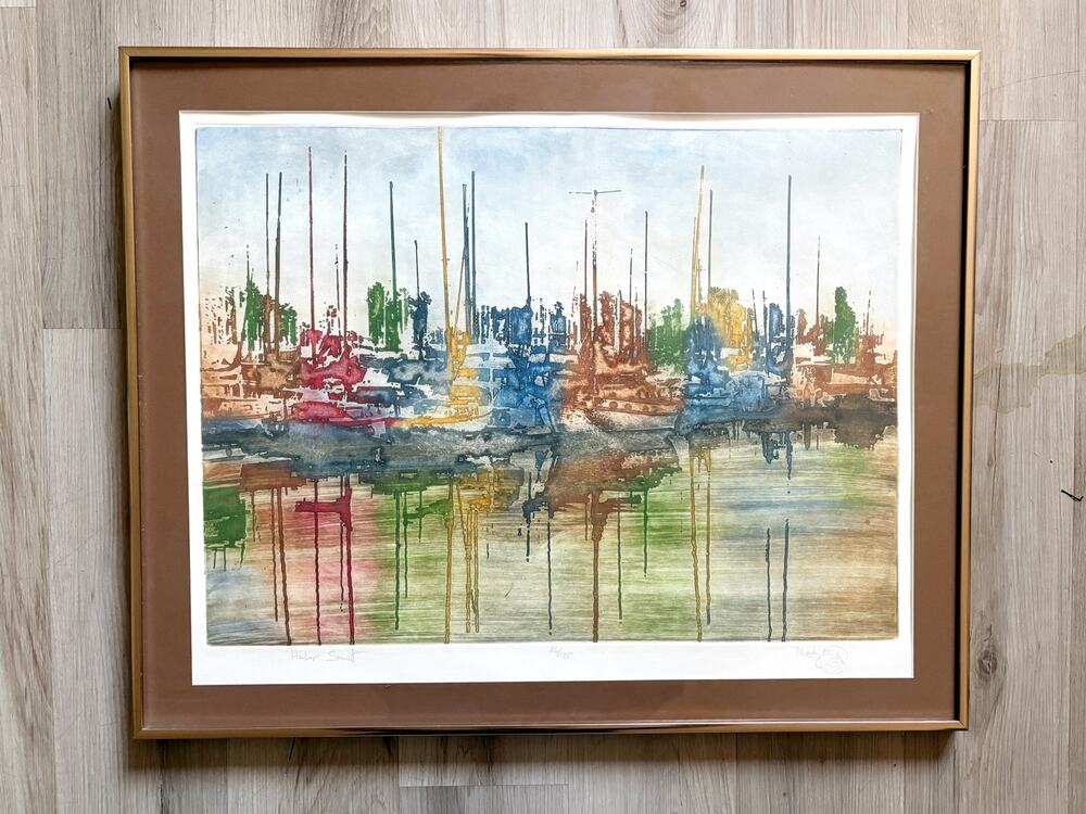 Maidy Morhous “Harbor Sunset” Limited Edition 26/125 Signed Framed Etching 1983